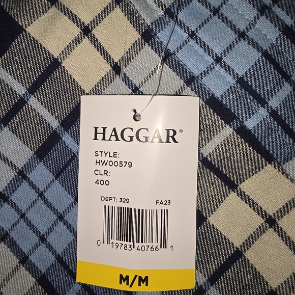 NWT Haggar Men's Long Sleeve Plaid Button down Shirt - Picture 2 of 7